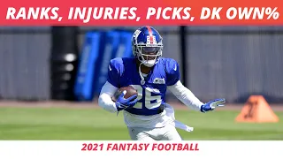 2021 Week 1 Rankings Update, NFL Injuries | Week 1 DraftKings Ownership | Fantasy Football Picks