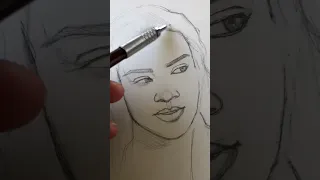 Sketching Rihanna ￼( Mechanical pencil ✏️ ) #shorts #drawing