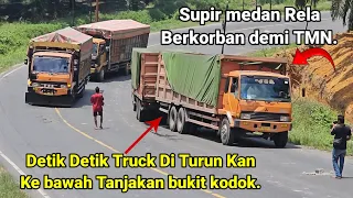 Detik Detik Truck Tronton Di Turun Kan Ke Bawah Tanjakan Bukit Kodok.Truk Gagal Nanjak Truk Di Tarik