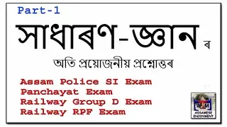 Important GS Questions Video for P&RD, Assam Police, SSC, APDCL, APSC, DC Office, TET, Railway Exam