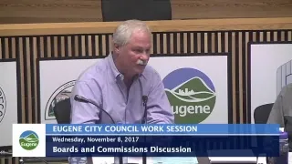 Eugene City Council Wednesday Work Session: November 8, 2017