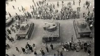 Выставка трофейной немецкой техники, открытая в Москве, в парке Горького в 1943 году.