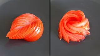 How To Make Tomato Rose. Simple and easy beautiful Tomato Flower. Decoration Carving Garnish ASMR