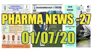 PHARMA NEWS -27|  NIPER HYDERABAD - NATIONAL WORK SHOP | CAREER GUIDANCE IN PHARMACY | etc.