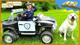 Police dog mystery story finding stolen tractor. Educational how K-9 police work | Kid Crew