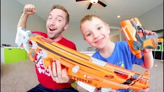 Father & Son / HUGE NERF GUN -VS- TINY NERF GUN!