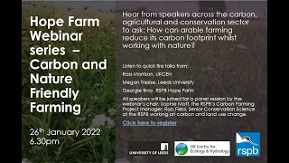 Hope Farm 2022 Webinar series –Carbon and Nature Friendly Farming