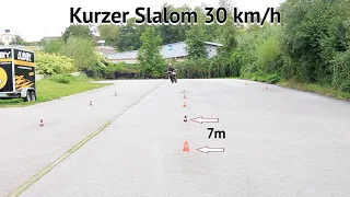 ACADEMY FAHRSCHULE EMOTION Grundfahraufgaben Klasse  A Slalom (4 x 7m)