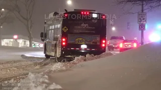 01-15-2021 Des Moines, IA - City Bus Slides Sideways - Police Push Stuck Vehicles