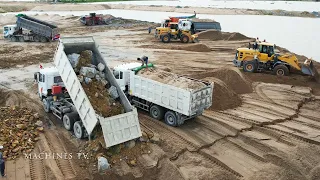 Skills Operator Trust Processing Incredible Wheel Loader Moving Stone And Sand Huge Land Filling Up