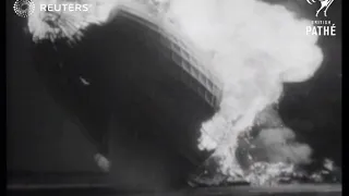 The Hindenburg crashes and burns (1937)