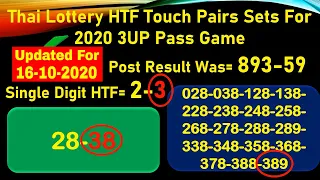 16-10-2020 Thai Lottery HTF Touch Pairs Sets For 2020 3UP Pass Game