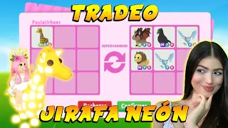 Tradeo mi JIRAFA NEÓN ➕ CUERVO NEÓN 🌈 Adopt Me! Roblox!