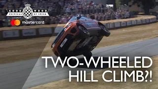 Terry Grant crashes during two-wheel hill climb