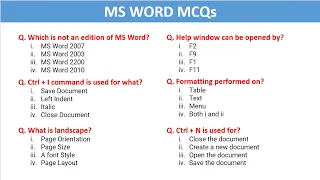 MS-Word MCQs | Computer related questions | Computer Awareness | Competitive Exams Q & A