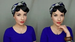 Penado Facil Estilo Pinup Para Cabello Largo con Bufanda | Pinup Up-do For Long Hair With Scarf