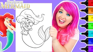 Coloring Ariel & Flounder 🐠 | The Little Mermaid Coloring Page | Prismacolor Paint Markers