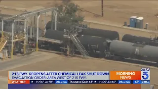 215 freeway reopens following rail tanker chemical leak