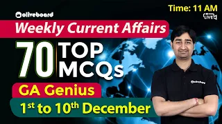 GA Genius : 1 - 10 December Weekly Current Affairs 2021 | Top 70 MCQs | Current Affairs | Aditya Sir