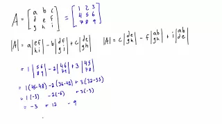 Find the determinant of a 3x3 matrix using cofactor expansion