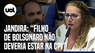 Jandira e Eduardo Bolsonaro discutem na CPI do 8/1: ‘Filho do Bolsonaro não deveria estar aqui’