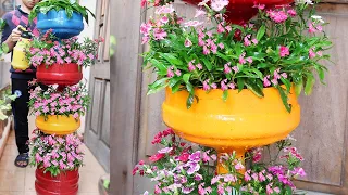 Recycle Plastic Bottles into Beautiful Multi-storey Flower Pots for Small Garden