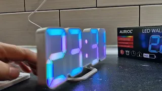 Unboxing and review of AURIOL clock. Digital RGB LED clock from Lidl. LED wall and desk clock