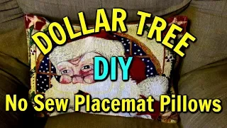 EASY No Sew DOLLAR TREE PLACEMAT PILLOWS!  Dollar Tree DIY for Christmas