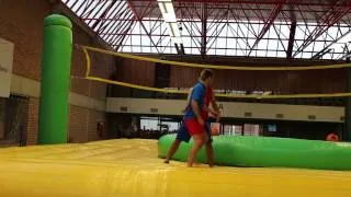 the volley-touch backflip Bossaball skill at Bossaball Club Puyenbroeck 13-10-2013