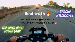 Top Speed of Apache Rtr 200 4v | Top Speed with 1st to 5th gear | Performance test on Apache 200 4v