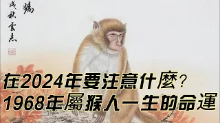 1968年生肖猴在2024年要注意什麼？1968年屬猴人一生的命運！｜🐒猴生肖運勢｜CC字幕