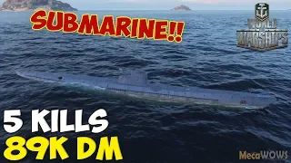 World of WarShips | S-1 | 5 KILLS | 89K Damage - Submarine Replay Gameplay 4K 60 fps