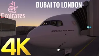 DXB TO LHR | Dubai To London Heathrow | Emirates MSFS 2020 4K Ultra Setting