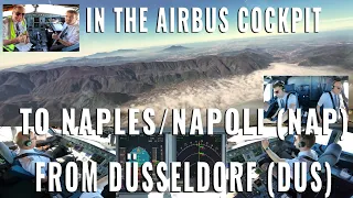 AIRBUS COCKPIT | LANDING NAPLES 🇮🇹 RWY 24 FROM DÜSSELDORF 🇩🇪 (DUS) | SPECTACULAR MOUNTAIN VIEWS!