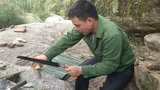 Build a rock shelter. Survive eating instant noodles