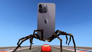Epic Escape From The Spider iPhone 14 Pro Monster | Lightning McQueen vs iPhone 14 Pro | GTA 5