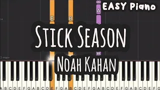 Noah Kahan - Stick Season (Easy Piano, Piano Tutorial) Sheet