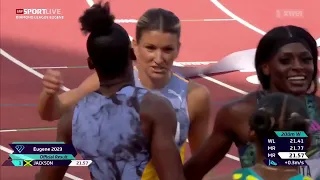 Shericka Jackson destroys the 200m field to win the 100m/200m double