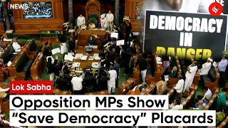 Opposition MPs Show “Democracy In Danger” Placards In Lok Sabha; House Adjourned Yet Again