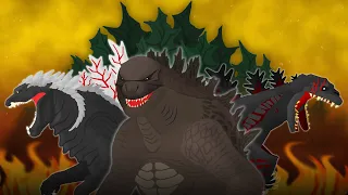 Legendary vs Ultima vs Shin Godzilla  |  EPIC BATTLE OF GODZILLAS  |  Pivot Animation