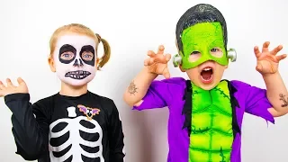 DRESS UP in Halloween Costumes and Playing with Toys | Gaby and Alex