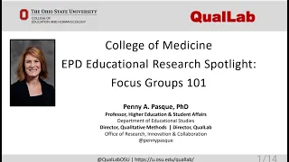 Dr. Penny Pasque Focus Groups 101 at Wexner Medical Center at The Ohio State University