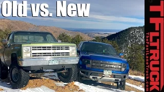 Old vs New: 2014 Ford Raptor vs 1985 Chevy K10 vs Gold Mine Hill - Big Green Ep.2