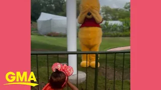 Toddler plays peek-a-boo with Winnie the Pooh l GMA