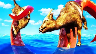 We BATTLE a MASSIVE KRAKEN and Steal his POWERS...(Goat Simulator 3)