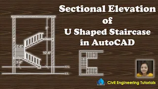 Sectional Elevation of U Shaped Staircase in AutoCAD | Civil Design
