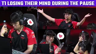T1 losing their mind during the pause | T1 vs HLE | 2022 LCK Summer Split | T1 cute moments