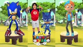 Tag with Ryan vs Sonic Prime Dash vs Blippi Wonders Run - All Characters Unlocked All Costumes