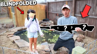 LITTLE SISTER PICKS FISH FOR NEW POND BLINDFOLDED!!! (6yrs Old)