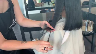 Shoulder Length Haircut tutorial - the modern long bob - haircut and styling before and after